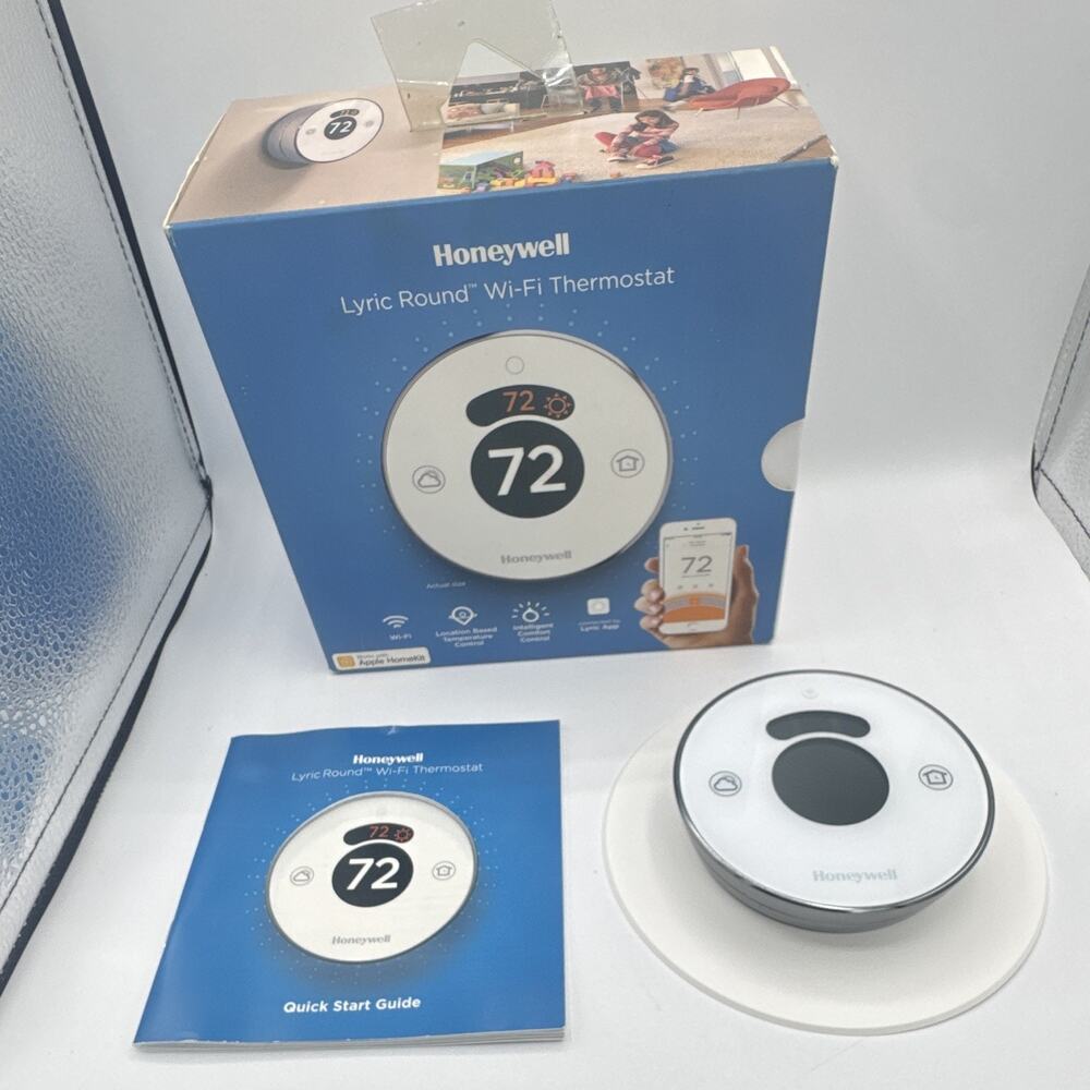 Honeywell Lyric Round Wi‑Fi Thermostat Apple HomeKit Programmable White w/ Cover